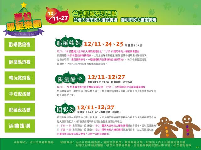 耶誕娃娃、限量酷卡、摸彩券資訊