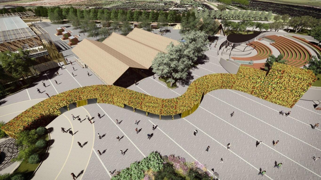 台中花博「田园景墙」 融入外埔河阶地景