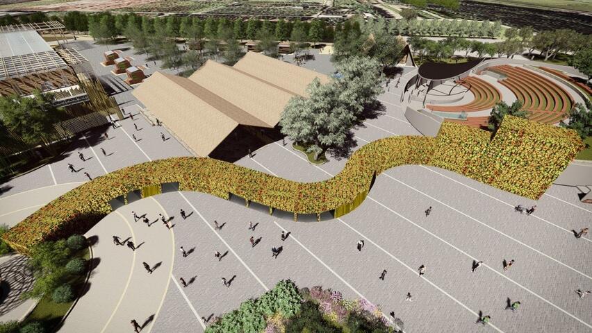 台中花博「田园景墙」 融入外埔河阶地景