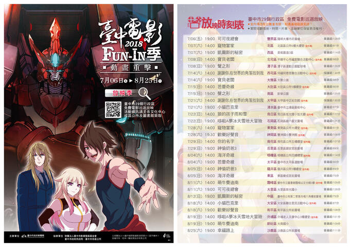 「2018臺中電影fun in季-動畫重擊」巡迴放映活動