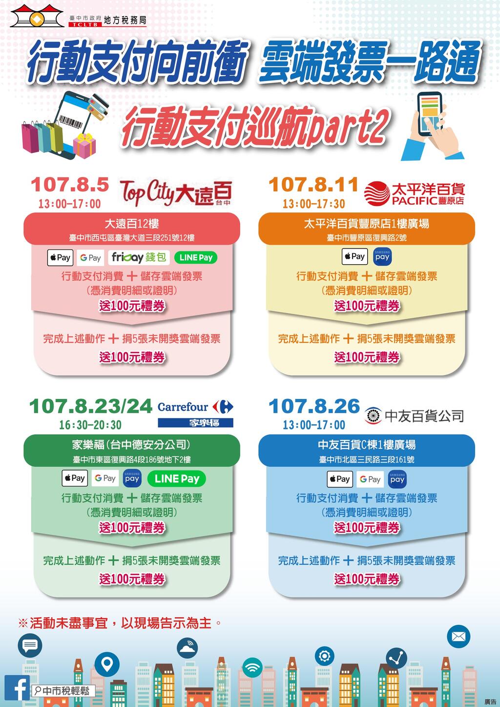 中市地方稅務局夏日巡航體驗活動 8/5開跑