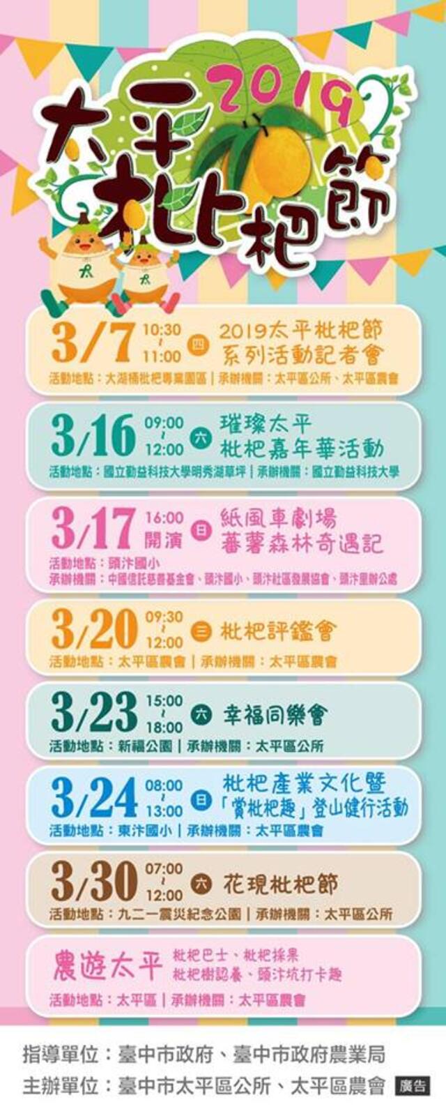 2019枇杷春遊太平農遊趣-期程表