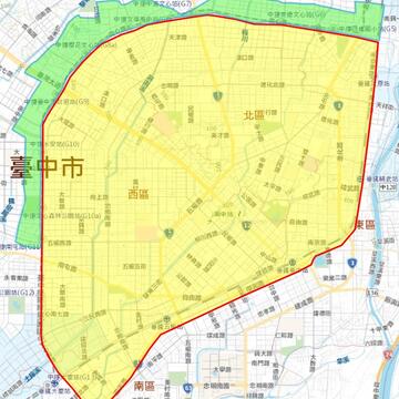台中市北屯区-1350公厘-pscp送水干管检修作业停水影响区域示意图