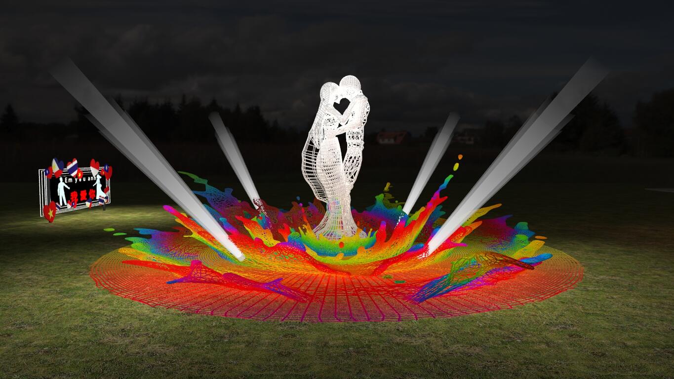 2020台灣燈會在台中-新住民燈區-新囍同歡-主燈-融漪-模擬圖