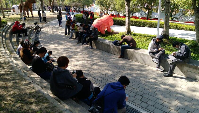 訓練家專注的盯著手機-要搶先抓到限定的寶可夢