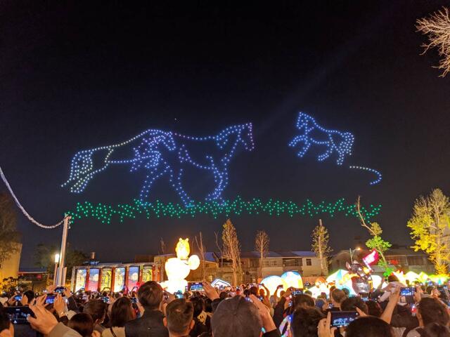 台湾灯会无人机展演最终场-民众抢拍璀璨-流星雨