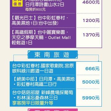 臺中觀光振興暨旅遊優惠內容