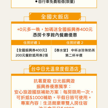 臺中觀光振興暨旅遊優惠內容
