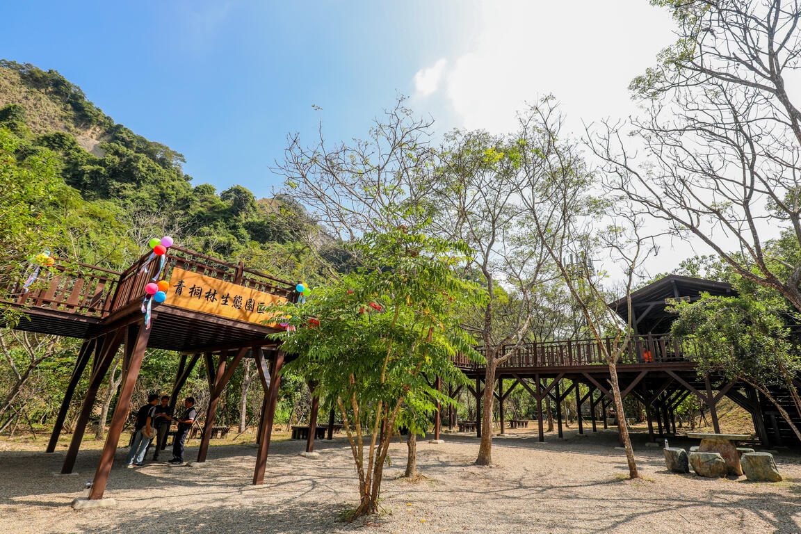 霧峰區青桐林生態園區建設至今逾15年-原先設施多已不堪使用-台中市政府投入經費2169萬元-整修園區內6座涼亭-便橋-公廁等設施