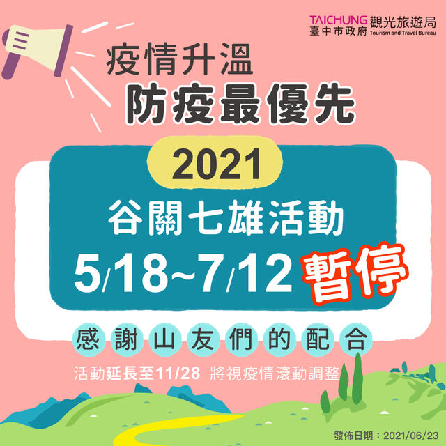 全國3級警戒再延長  台中觀光場域及活動配合暫停開放至7/12