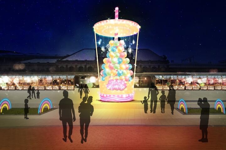 台中好甜-全國獨家10公尺高-珍奶-耶誕樹-搶先曝光