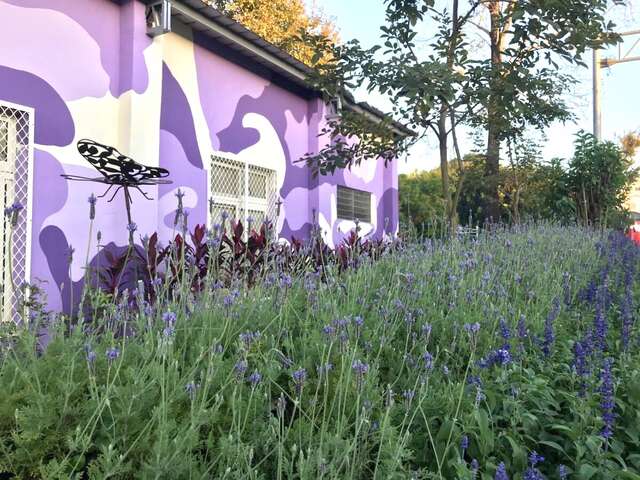 季節花卉美化新社圓環附近的中興嶺停車場