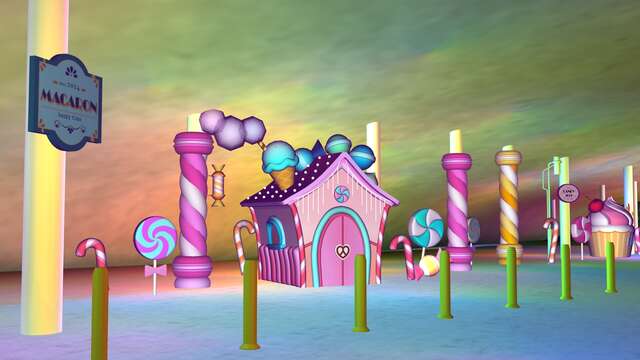 敦化路橋下變身成粉紅世界-原本的羅馬柱搖身變成幻彩糖果柱