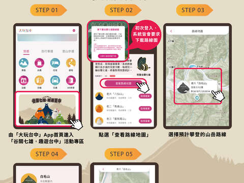 大玩台中app-谷关七雄路线地图使用说明