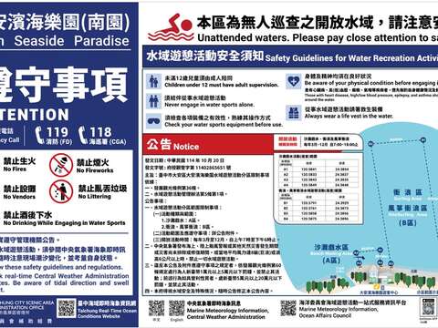 南园属於无人巡查之开放水域-请注意安全