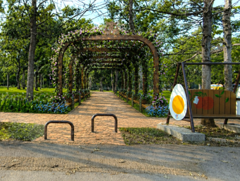 造型花架與步道改善模擬圖