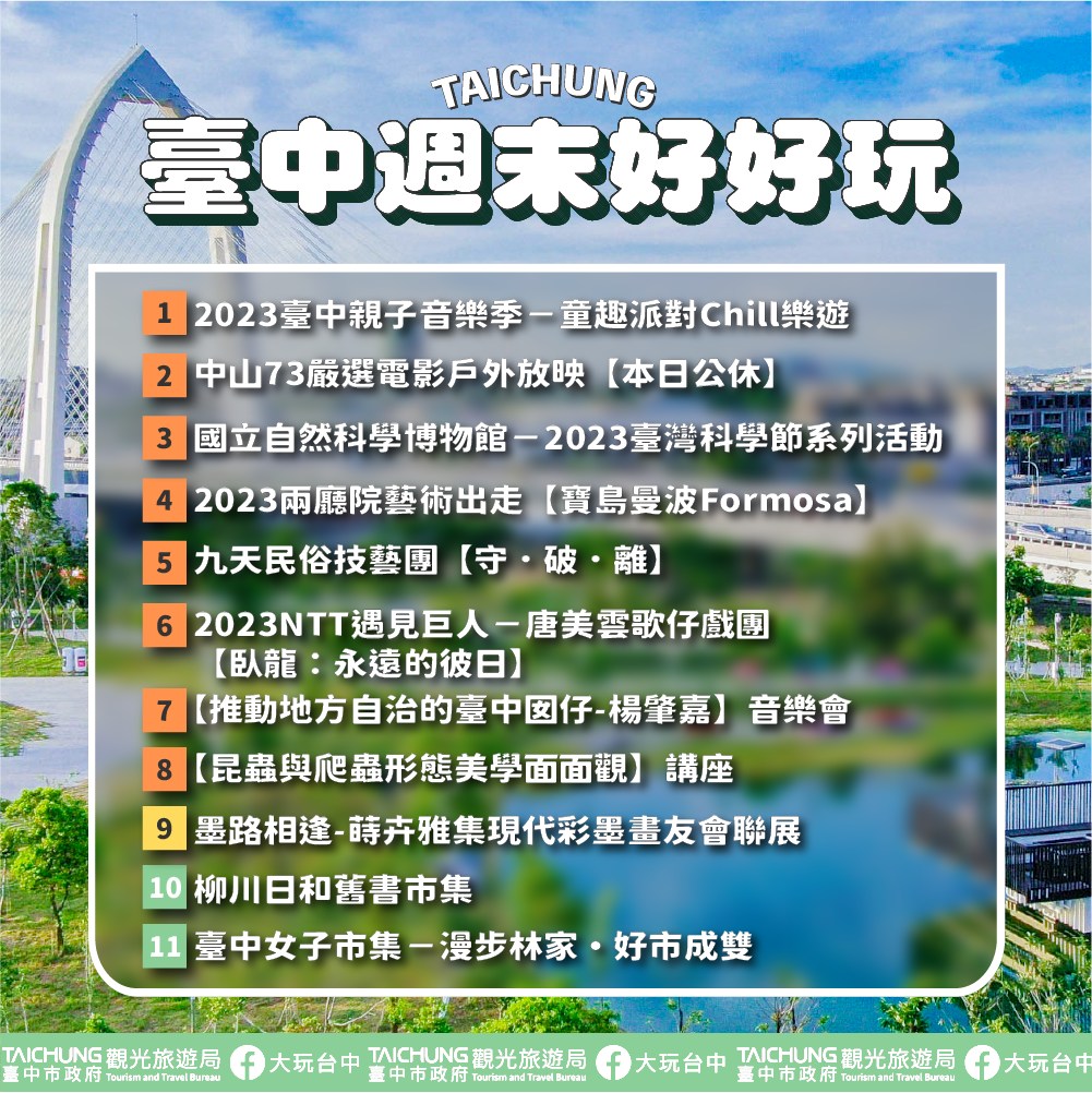 這個週末你要去哪玩?臺中週末活動豐富又精采,來發掘你從沒見過的臺中姿態