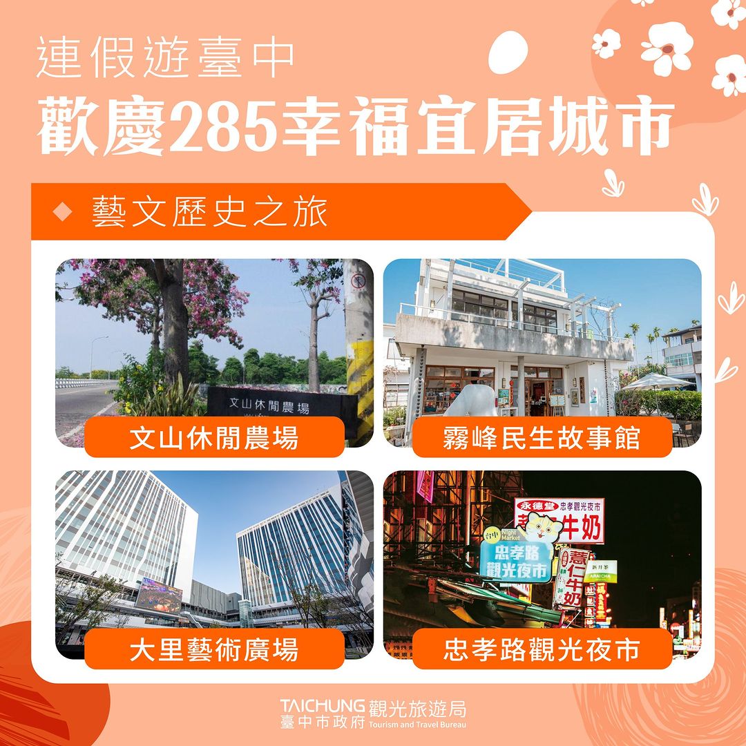 清明連假就到臺中旅遊~一同歡慶2️⃣8️⃣5️⃣幸福移居城市🎊用休閒農場消費優惠 開啟你的愉快假期!