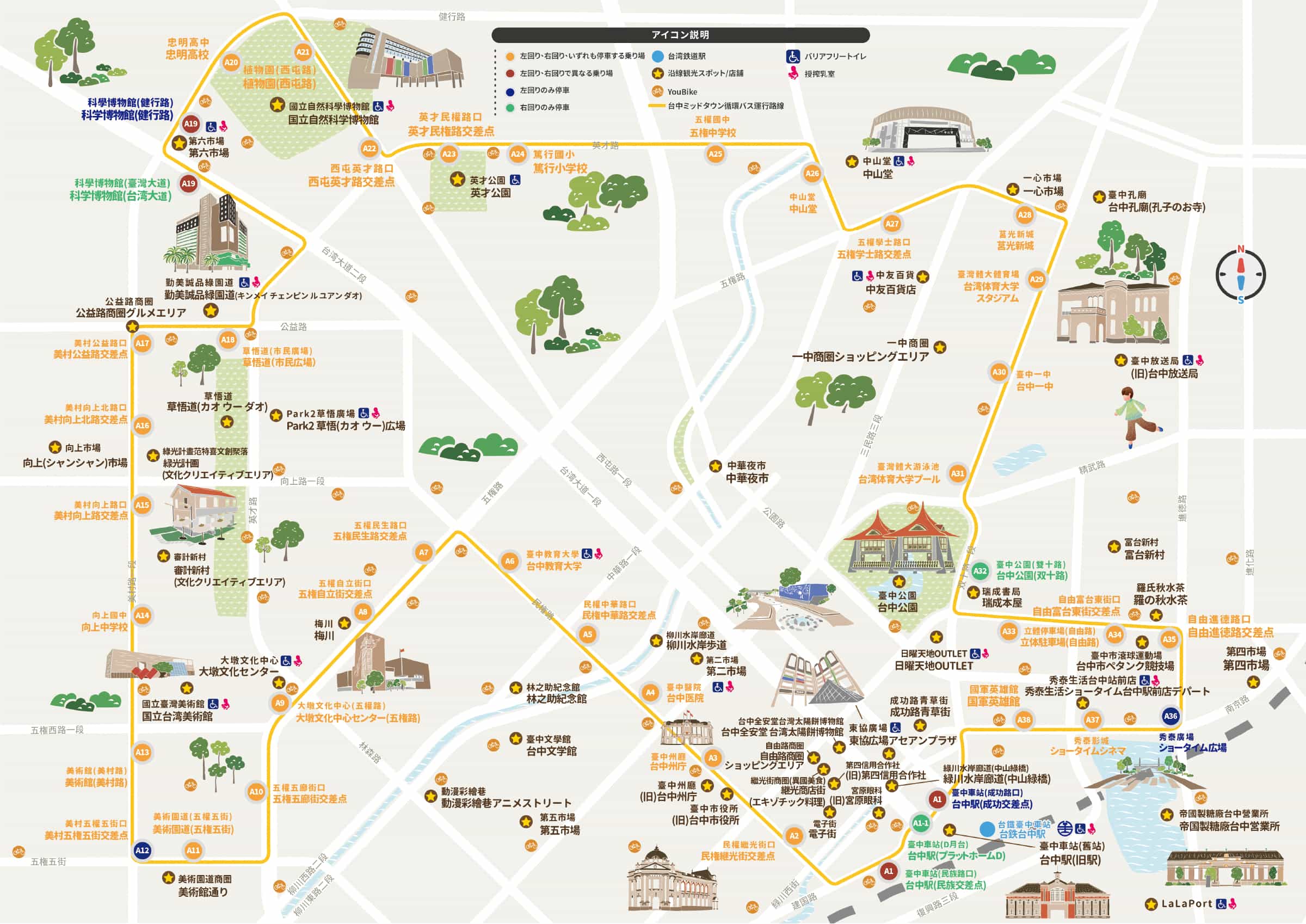 台湾好行-11台中ミッドタウン循環バスおすすめ観光スポット紹介